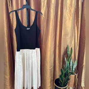 Chic Black and Cream Midi Dress